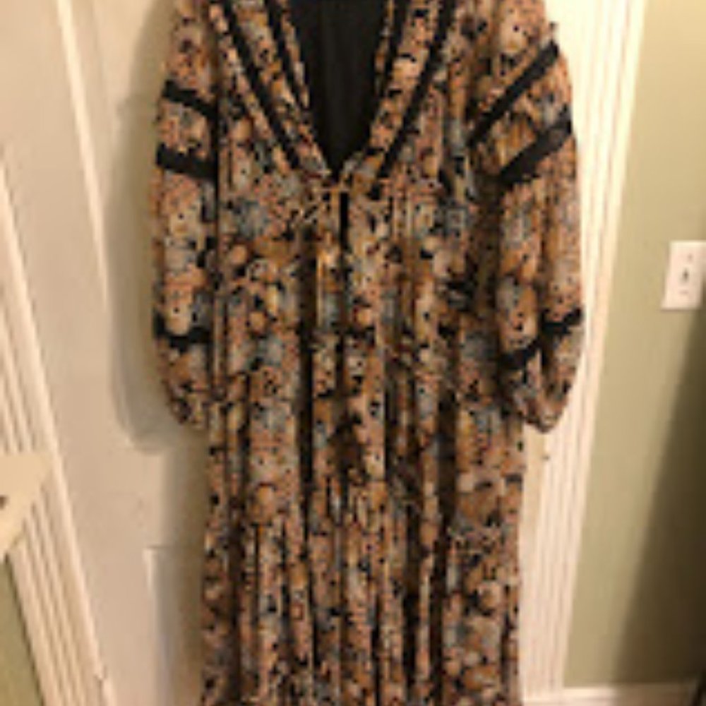Free People Floral Maxi Dress - Black and Cream - Picture 3 of 4